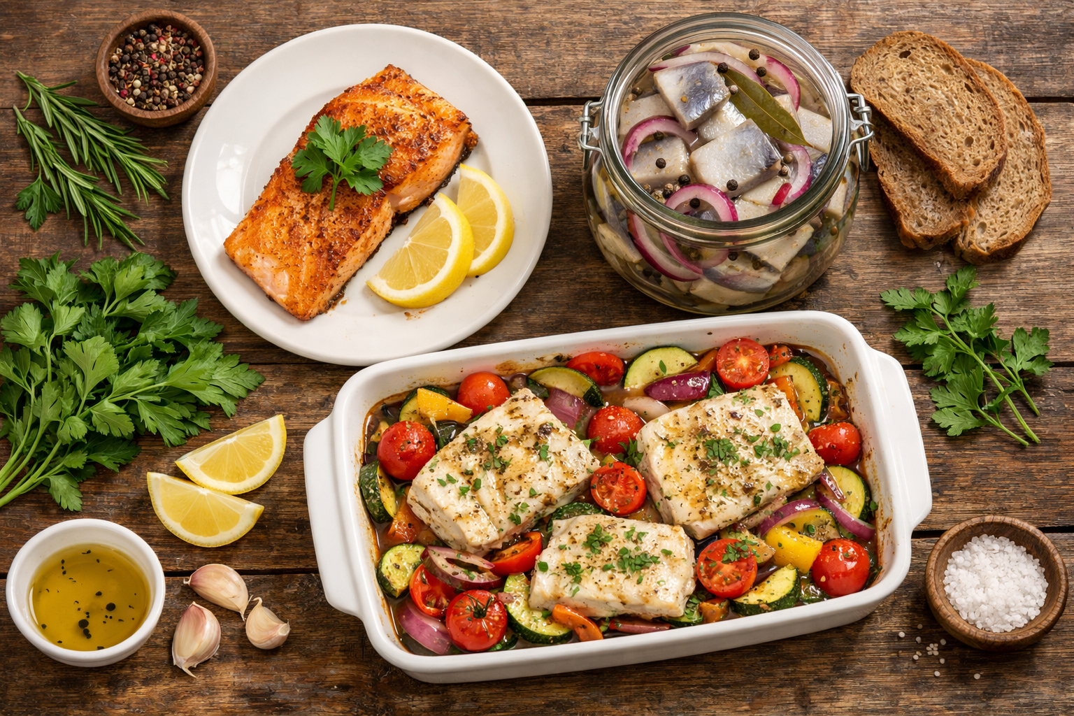 Domowe śledzie z cebulką na talerzu